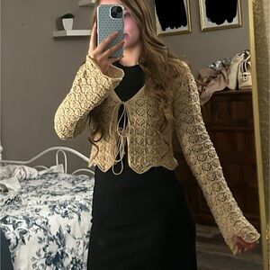 Altar'd State Tan Crochet Cardigan